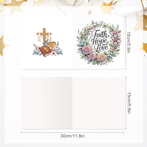 Image of AiYuanzsh 6 Pack Diamond Art Greeting Cards with Envelopes, Religious Diamond Painting Cards Kit, DIY 5D Diamond Art Cards Set, Cross Bible Dove Designs for Christmas, Birthday, Holiday
