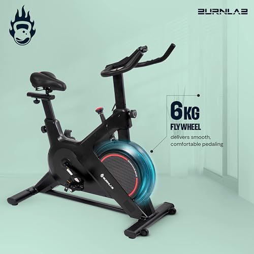 Image of Burnlab Ride Max Spin Bike|6KG Heavy-duty Flywheel | LED Screen Display | Adjustable Resistance & Heart Rate Sensor| Steel Frame |Max Weight Capacity: 120 kg | Quiet Belt-Driven System| Home Workout & Cardio| DIY Installation