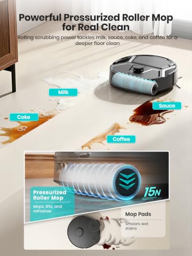 Image of Lefant Robot Vacuum and Mop, 20000Pa Strong Suction, Self-Cleaning Roller Mop with Auto Drying, LiDAR Navigation & Obstacle Avoidance, Tangle-Free Pet Hair, Slim, 800ml Dustbin, 5G WiFi, M210 Pro OMNI