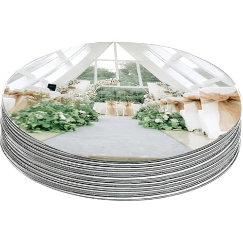 LUDEOU 12 Pack Acrylic Round Mirrors for Table, 10" Round