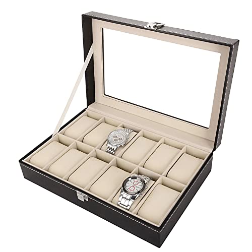 Other 12 Grid Leather Watch Display Case Jewelry Collection Storage Organizer Box Holder