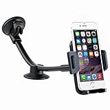 Car Phone Mount, DHYSTAR Universal Windshield Dashboard Long Arm Cell Phone Car Holder Mount Cradle Bracket Compatible for iPhone Galaxy Most Smartphones 3.5