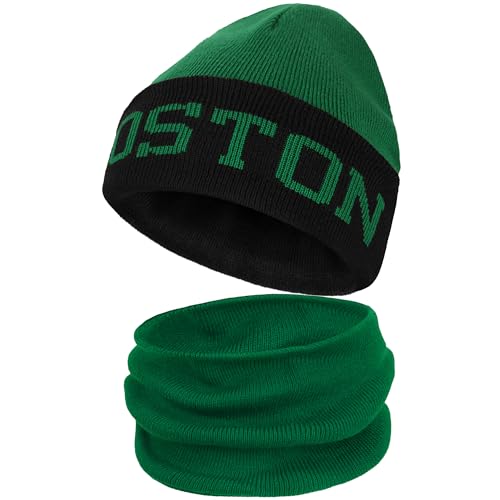 ZOARVEXD Boston Beanies Basketball Winter Hat and Neck Gaiter Set for Men & Women Warm Beanie and Neck Warmer Combo Ideal for Winter Gift