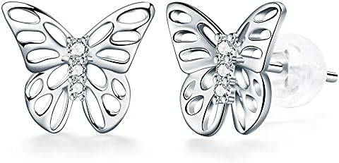 J.Endéar Butterfly Earrings for Women 925 Sterling Silver Hypoallergenic Stud Earrings Jewelry Gift