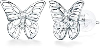 J.Endéar Butterfly Earrings for Women 925 Sterling Silver Hypoallergenic Stud Earrings Jewelry Gift