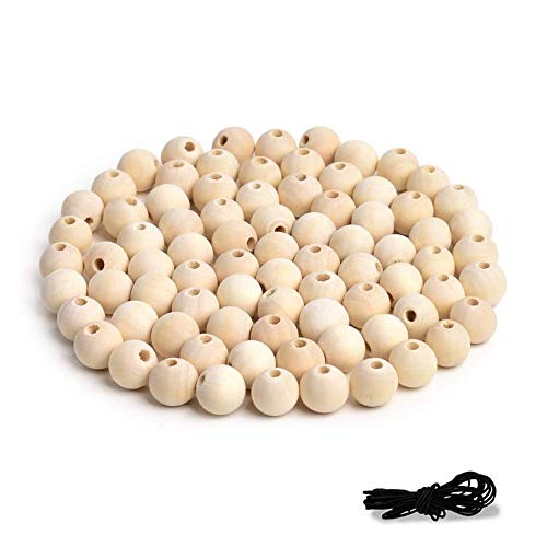 R.FLOWER Natural Wood Beads Round Ball Wooden Loose Beads Unfinished Wood Spacer Beads for Craft-making 200pcs (16mm)