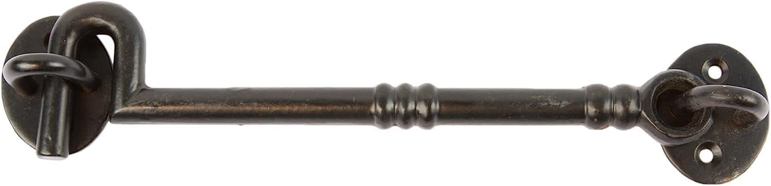 Classic Cast Iron Cabin Hook & Eye - 200mm/8inch - Door/Gate Latch, Including Screws