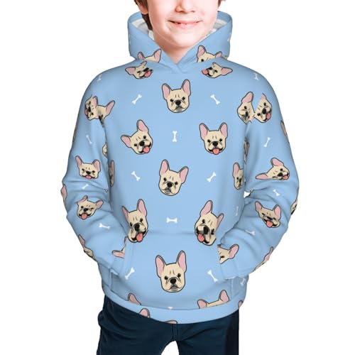 Cute French Bulldog Kid Hoodies Boys Sweatshirts Girls Pullover with Pocket3
