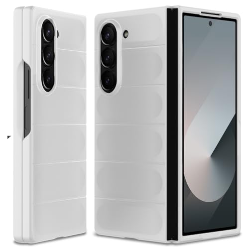 BonYonka Funda para Samsung Galaxy Z Fold 6, Funda de Silicona Resistente a Golpes y Arañazos, Forro de Microfibra Suave, Funda Integral con Protección para La Cámara, Blanco
