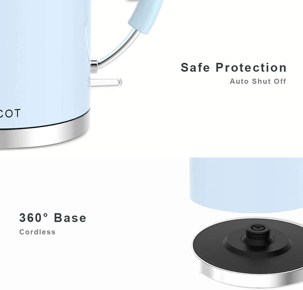 ASCOT Electric Kettle, Stainless Steel Electric Tea Kettle Gifts for Men/Women/Family 1.5L 1500W Retro Tea Heater & Hot Water Boiler, Auto Shut-Off and Boil-Dry Protection