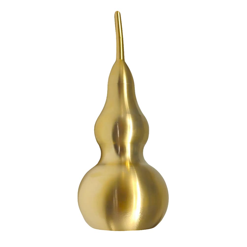VOSAREA Feng Shui Brass Wu Lou Gourd Chinese Good Luck Wu Lou Hu Lu Cucurbit Figure Sculpture for Wealth Peaceful Statue Charm Amulet Home Decor Gift Golden