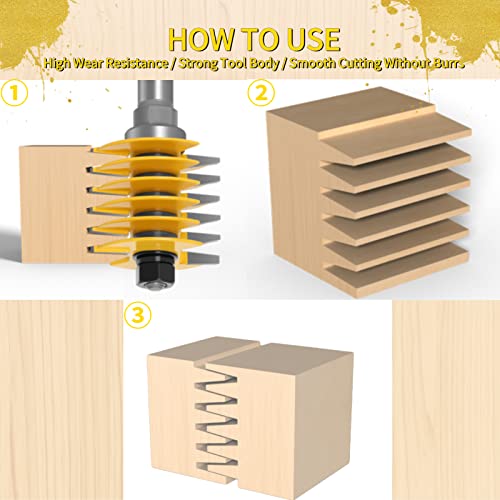 Finger Joint Router Bit, 8mm Shank Adjustable Bearing Finger Joint, Reversible for Density Boards Chipboard Woodworking Solid Wood - Image 4