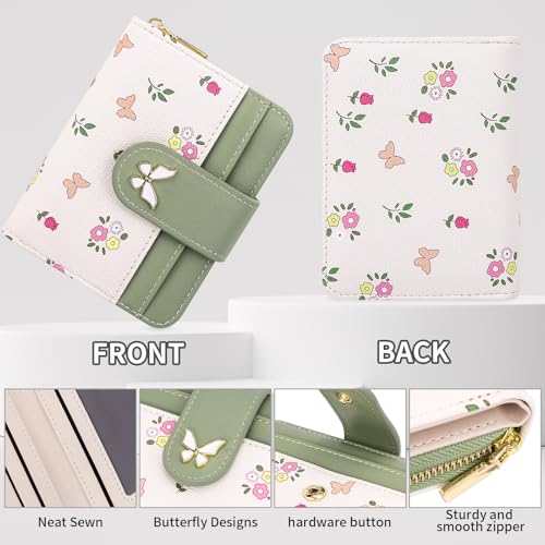 Image of Farcauo Womens Wallet Cute Small Wallets for Women Green Kawaii Butterfly Women's Wallet Card Wallets for Women Ladies