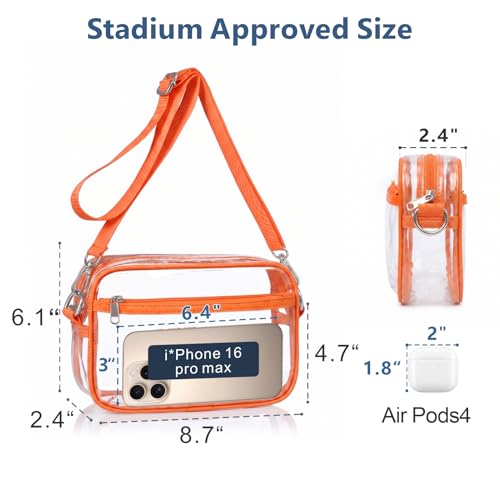 Image of PACKISM Clear Bag for Stadium Events - Small Clear Purse Crossbody Bag | Adjustable Wide Strap, 2 Easy Access Pockets, Thick 0.5mm PVC, for Sports Game Day Concerts Festival, Women Clear Stadium Bag