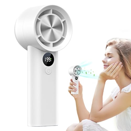 Ventilador portátil de mano contra el calor en viajes con pantalla digital 2