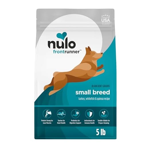 Nulo Frontrunner Dry Dog Food Small Breed - High-Protein Turkey, Whitefish & Quinoa Recipe, Natural Puppy & Adult Dog Food, Small Sized Kibble with Probiotics, Taurine, Omega 3, 5lb Bag