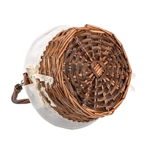 Weidenkörbchen-Set mit Baumwolleinlage, 3 Größen, romantischer Vintage-Look (braun)