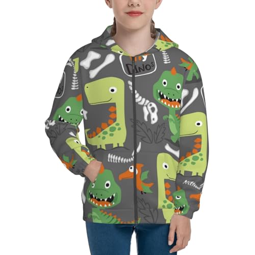 Cartoon Dinosaurs.Cute Dinosaurs Kids Pullover Hoodies Boys Zip Up Sweatshirts Girls Athletic Clothes with Pocket3