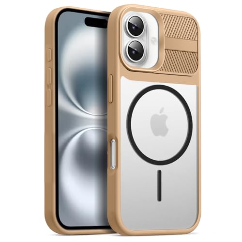 Image of KARWAN️ Magnetic Clear Back Case Cover for iPhone 16 (6.1-Inch-) |Acrylic Transparent Slim | Shockproof iPhone 16 Mobile Phone Back Cover [Clear Back] [TPU + Pc] [Brown]