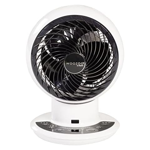 Woozoo, Ultra-starker, leiser & tragbarer Tischventilator, 43m², Reichweite 28m, Multidirektionale Oszillation, Fernbedienung, DC-Motor Cover