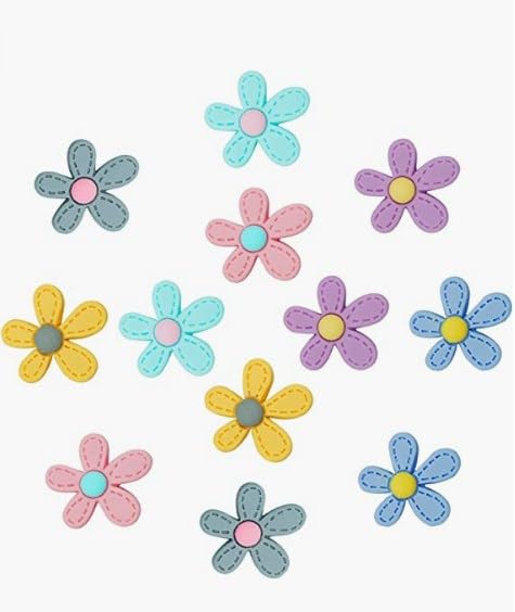 Anseom 12 Pcs Flower Resin Charms Flatback Resin Charms 6 Colors Resin Shoes Flowers Charms Flatback No-Hole Charms for DIY Hairpin Headwear Craft Making Phone Case Decor