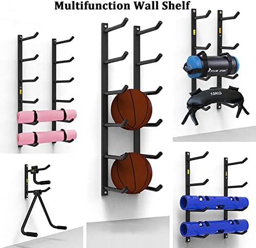 Snowboard Storage Rack，Tall Floor Yoga Mat Rack, Wall Mount Yoga Mat Organizer Rack, Black Steel Foam Roller Holder, 2/4/6-Tier Large Capacity Exercise Mats Display Stand, 35cm/70cm/110cm Ta