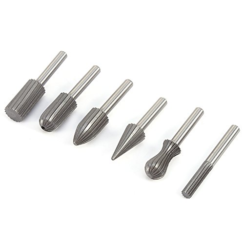 Set de 6 fresas rotativas de acero rápido 1/4 pulg miniatura 6