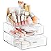 Yieach 3 Tier Clear Acrylic Makeup Organizers with Drawers,Tiered Countertop Make up Storage Organizer for Dresser Top and Bathroom Vanity,Plastic Makeup Stand for Brush,Skincare,Beauty Organizers