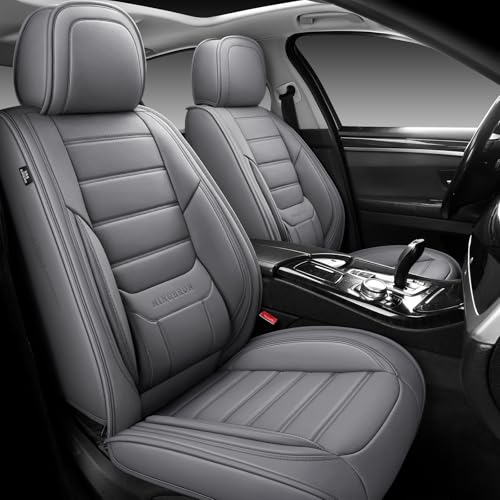 Image of MINGBRON Front Car Seat Covers, Leather Car Seat Covers, Fit for Most Cars SUV and Most Sedan Grey