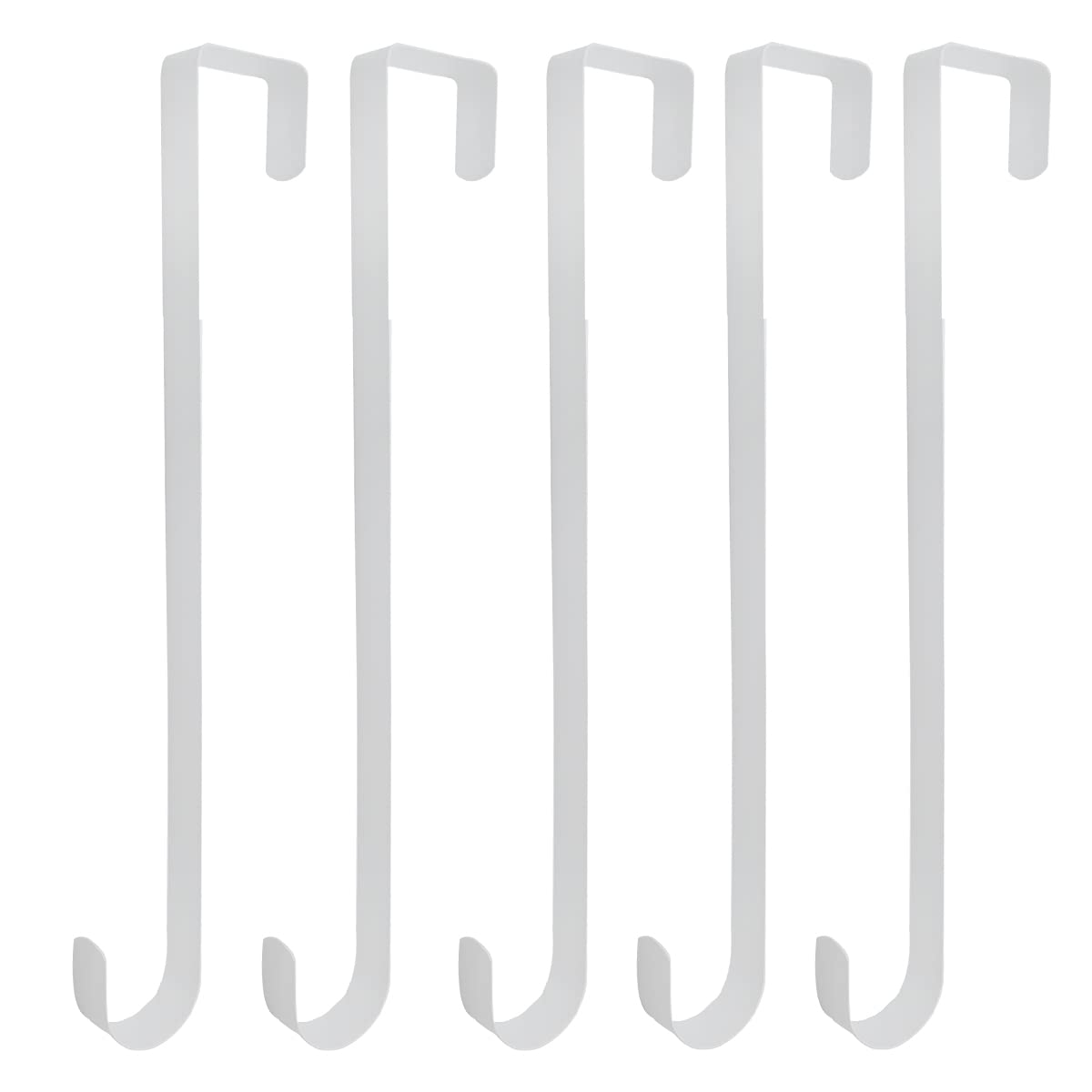 KJGJ 5 Pcs15 Inch Wreath Hanger for Door Wreath Decoration Metal Hook Over The Door Pool Pole Hanger for Fence Single Door Hook for Hanging Towels Coats Various Festive Wreaths (White)
