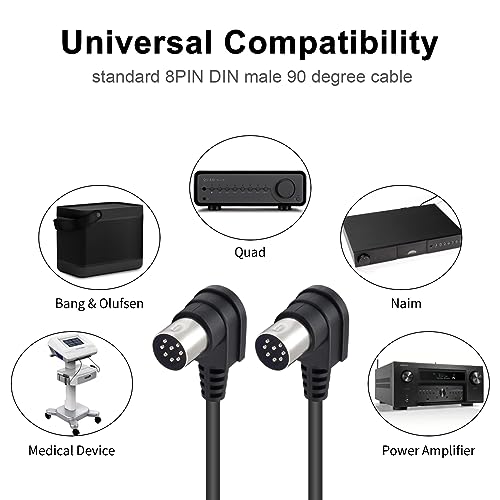 Poyiccot POY-000834 8 Pin Din Male Plug Cable 1.5Ft, 90 Degree Angled Large 8 Pin Din Male To Male Speaker Audio Cord Wire Midi Cable Compatible thumb #2