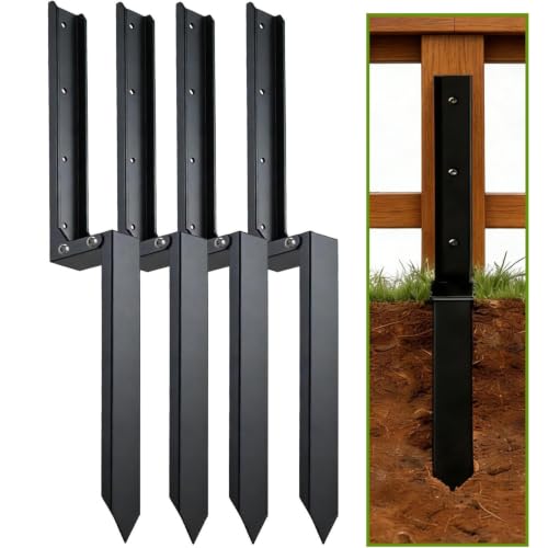 Kit de reparación de postes de cerca para solucionar vallas caídas o maderas rotas, 4 uds 2