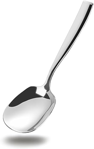 Miniatura 8 de Wenkoni Cucharas de servir de bufé grandes, cucharas de cabeza cuadrada resistentes, 9.5 x 2.8 pulgadas, cucharas de servir de acero inoxidable