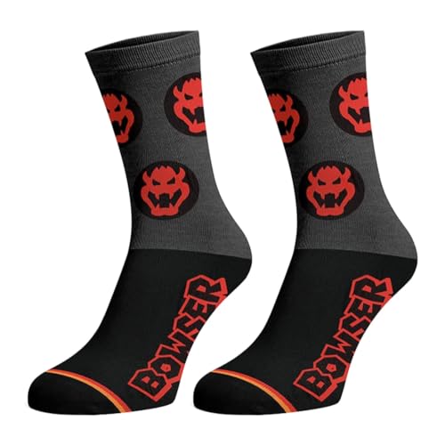 Bioworld Nintendo Super Mario Men's Bowser Donkey Kong Mario 3-Pack Mid-Calf Adult Crew Socks3