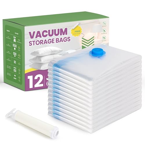 Space Bags Vacuum Storage Bags (Jumbo 12 Pack) Save 80% Space - Vacuum Bags for Comforters and...