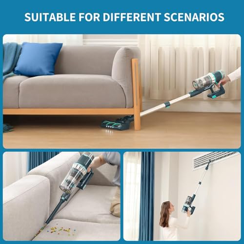 Belife BVC12 Cordless Vacuum Cleaner, 450W 38Kpa Stick Vacuum with Charging Dock Station, Anti-Tangle Wireless Vacuum with 50 Mins Runtime, Vacuum for Hardwood Floor, Pet Hair, Carpet