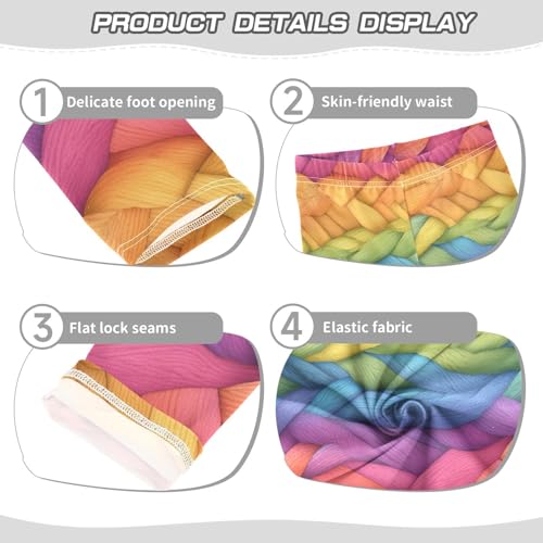 Realistic Knitted Illustration Rainbow Texturoddler Baby Girl Cotton Leggings Casual Full Length Pants Exercise3