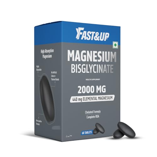 Image of Fast&Up Magnesium Bisglycinate 2000mg, 440mg Elemental - High Absorption, No Titanium Dioxide, 60 Tablets