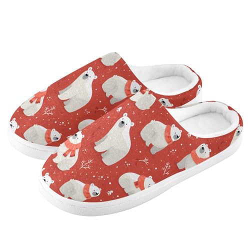 Fuzzy Memory Foam Slippers for Women/Men Arctic Bear Pattern Fluffy Winter House Shoes Indoor and Outdoor4