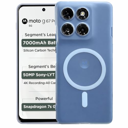 Image of DIZORO Matte Case for Motorola Moto G67 Power Compatible with MagSafe, Camera Lens Full Protection, Shockproof Translucent Frosted TPU Soft Phone Cover, Anti-Fingerprint (Sky)