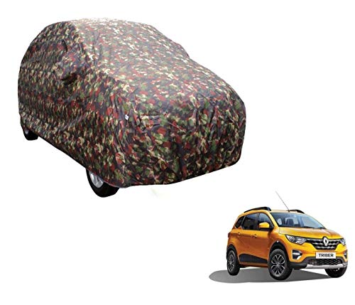Image of Auto Hub Car Cover Compatible with Renault Triber (Model : 2018-Till Date) with Weather Proof, Triple Stitched, Triber Car Cover Jungle Look