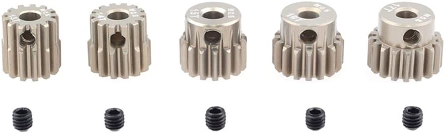 KingValReplacement 5PCS M0.6 13T 14T 15T 16T 17T 3.175mm Aluminium Pinion Motor Gear Compatible with 1/10 RC Car Brushed Brushless Motor