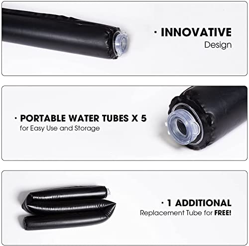 Wikiwiki Outdoor Patio Umbrella Mosquito Netting, 90D Polyester Mesh With Zipper Curtain And 6 Portable Pvc Water Tubes At Base, Fits 7.5 Ft - 10 Ft Market Hanging Umbrellas, Black #TOP3