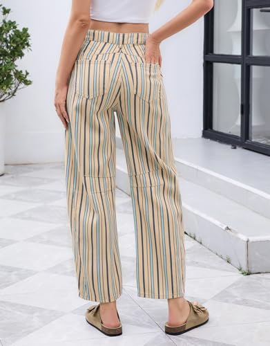 Kedera Womens Striped Jeans Mid Rise Barrel Jeans Baggy Wide Leg Casual Fun Pants Relaxed Fit Y2K Trendy Mom Denim Pants2