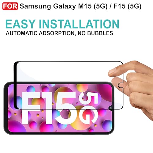 Image of CEDO Tempered Glass for Samsung Galaxy M15 (5G) / F15 (5G) | Screen Protector Full HD Quality Tempered Glass Anti-Scratch Edge to Edge Coverage with Easy Installation Kit (Black)