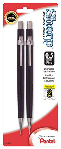 Pentel P205Bp2-K6 Sharp Mechanical/Automatic Pencil, 0.5Mm, Black, 2 Count (Pack Of 1) - Packaging May Vary & Super Hi-Polymer Lead Refill 0.5Mm Fine, 2B, 36 Pieces Of Lead (C505Bp32B-K6) #TOP2