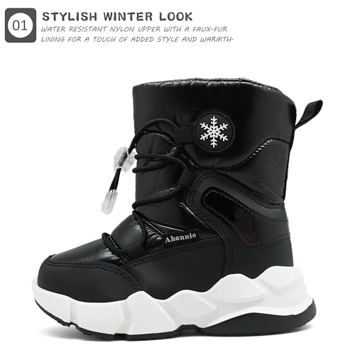 Kids Boys Girls Insulated Snow Boots,Unisex-Child Mid Calf Winter Outdoor Boots(Toddler/Little Kid)2