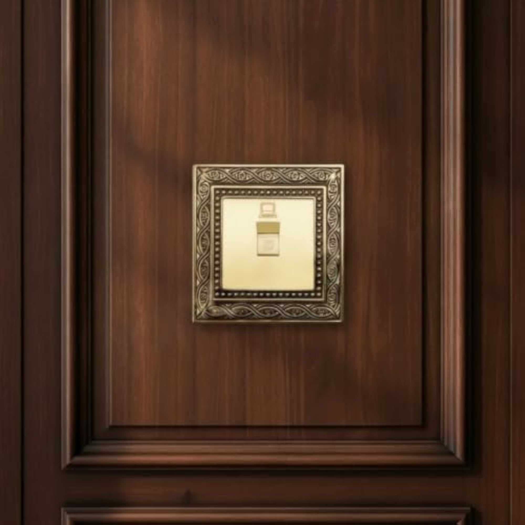 Antique Brass Outlet Faceplate with Floral Relief