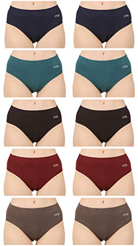 RVB Fashions Womens Cotton Panty (Pack of 10), Plain, Assorted Colour, Inner Elastic, 95 CMS(XL) RVB Fashions Womens Cotton Panty (Pack of 10), Plain, Assorted Colour, Inner Elastic, 95 CMS(XL)