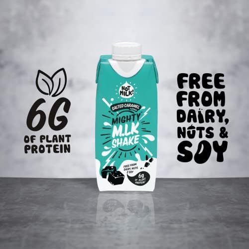 Mighty Vegan Milkshake, Salted Caramel Flavoured Milk, (8x330ml Cartons), Plant Based Long Life Drink, Free From Dairy, Nuts & Gluten, Ideal for Lunchboxes